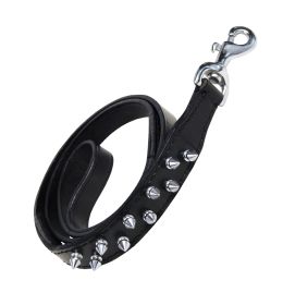 CORREA PIEL NEGRA 2 FILAS PINCHOS 105CM