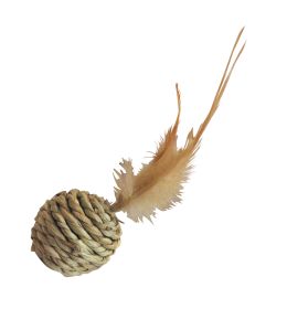 JUGUETE PARA GATO BOLA SEAGRASS Y PLUMAS
